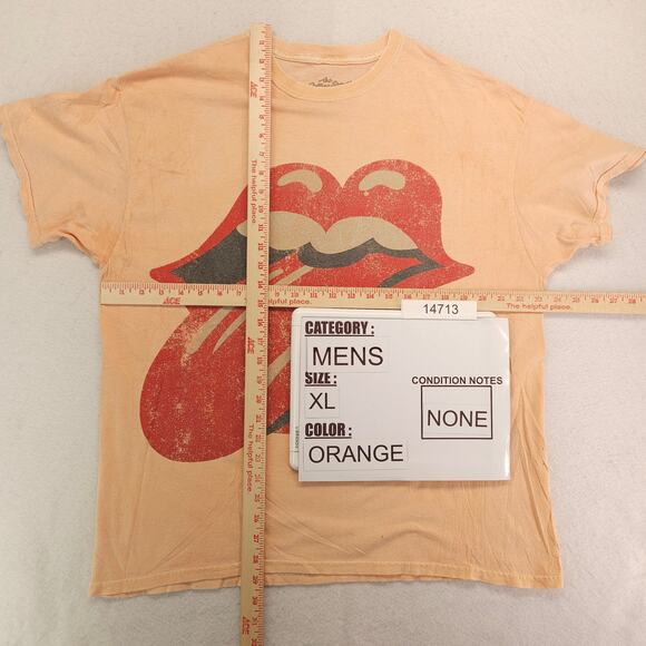 The Rolling Stones Band Crew Neck Short Sleeve T Shirt Mens Size XL Orange - Picture 5 of 9